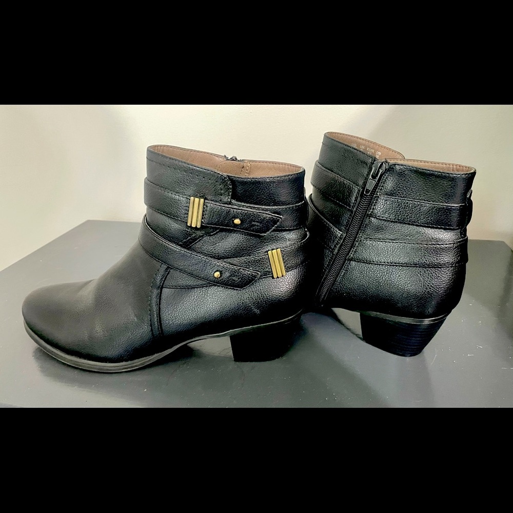 Black patent leather booties